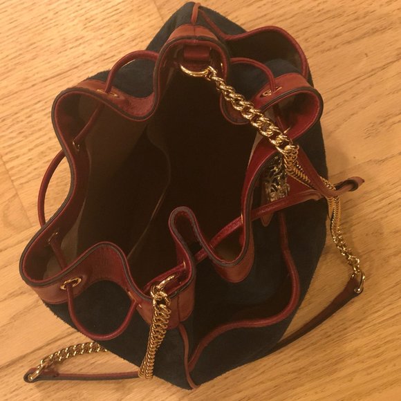 Gucci Bucket Rajah Medium Suede Hobo Bag in Blue NEW WITH DUST BAG - Picture 4 of 13